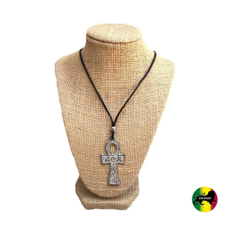 Fashionable necklaces and pendants with birthstones for a personalized gift idea-Ankh Shield Symbol Charm Pendant Unity Peace Adjustable Necklace Irie 1 SIZE FIT