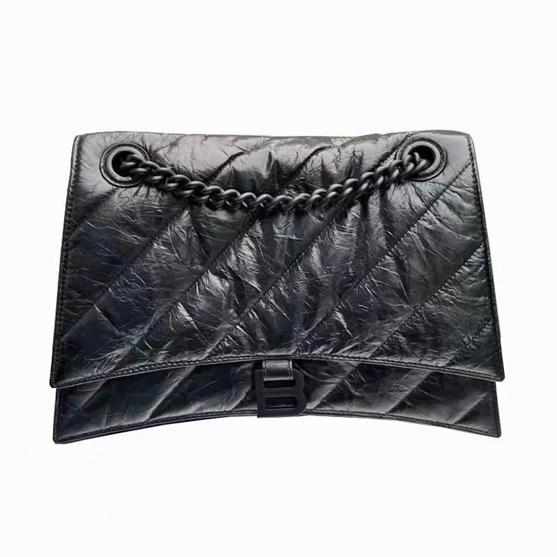 Best necklaces and pendants with layered designs for a chic, stacked look-Cowhide pleated diamond check chain bag evening bag 706471330384