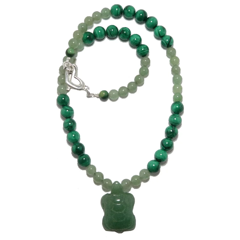 Best necklaces and pendants with minimalist pendants for a sleek, understated look-Green Aventurine Necklace Malachite Turtle Prosperity