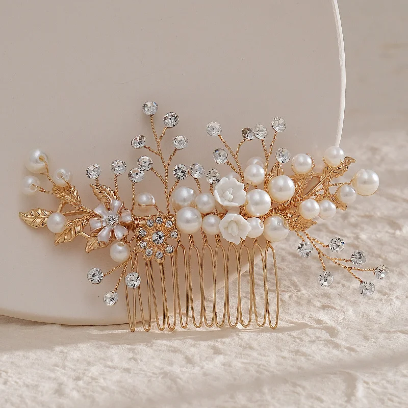 Personalized necklaces and pendants with coordinates for a meaningful location-based gift-Hand alloy pearl updo bridal hair comb  716261902532