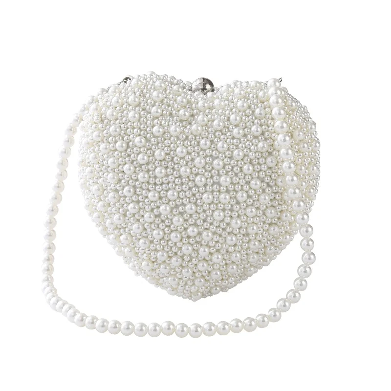 Best necklaces and pendants with matching rings for a coordinated jewelry set-Heart-shaped pearl dinner bag 618082434917