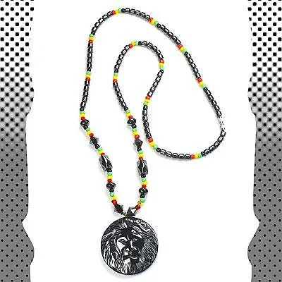 Best necklaces and pendants with opal and gold for a vibrant, luxurious contrast-Hematite Necklace Pendent Rastafari Jah Love Rasta Jamaica Reggae Bob Rasta IRE