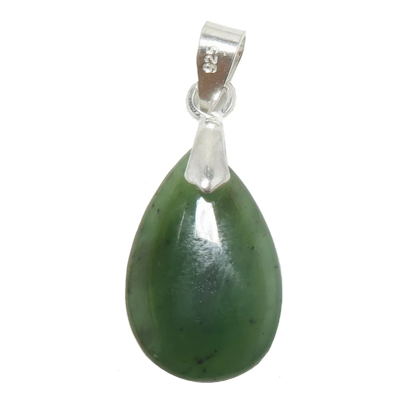 Unique necklaces and pendants with custom birthstone arrangements for personalization-Jade Pendant Lucky Day Green Nephrite Sterling Silver