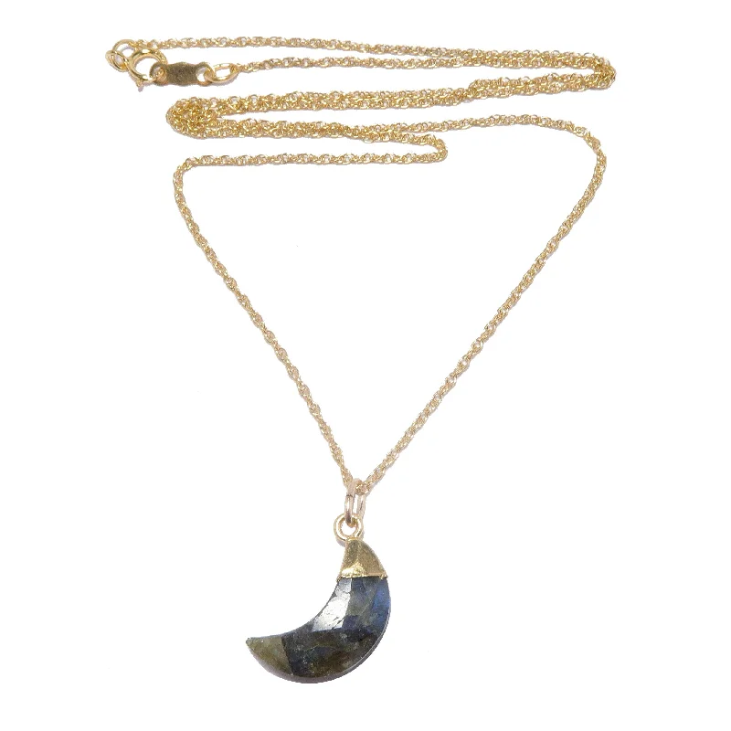 Best necklaces and pendants with vintage lockets for a nostalgic, sentimental look-Labradorite Necklace Rainbow Moon 24-Karat Gold