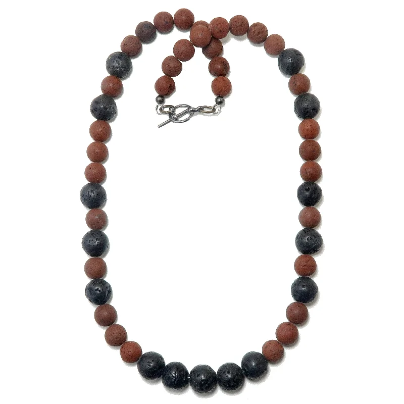 Beautiful necklaces and pendants with layered chains for a fashionable, chic look-Lava Necklace Core Confidence Red Black Beads