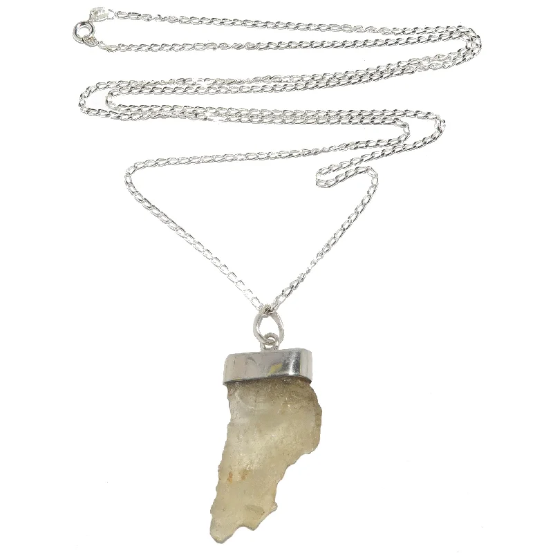 Necklaces and pendants with custom engravings for a personal, meaningful gift-Libyan Desert Glass Necklace Sun-Star-Sand Sterling Silver