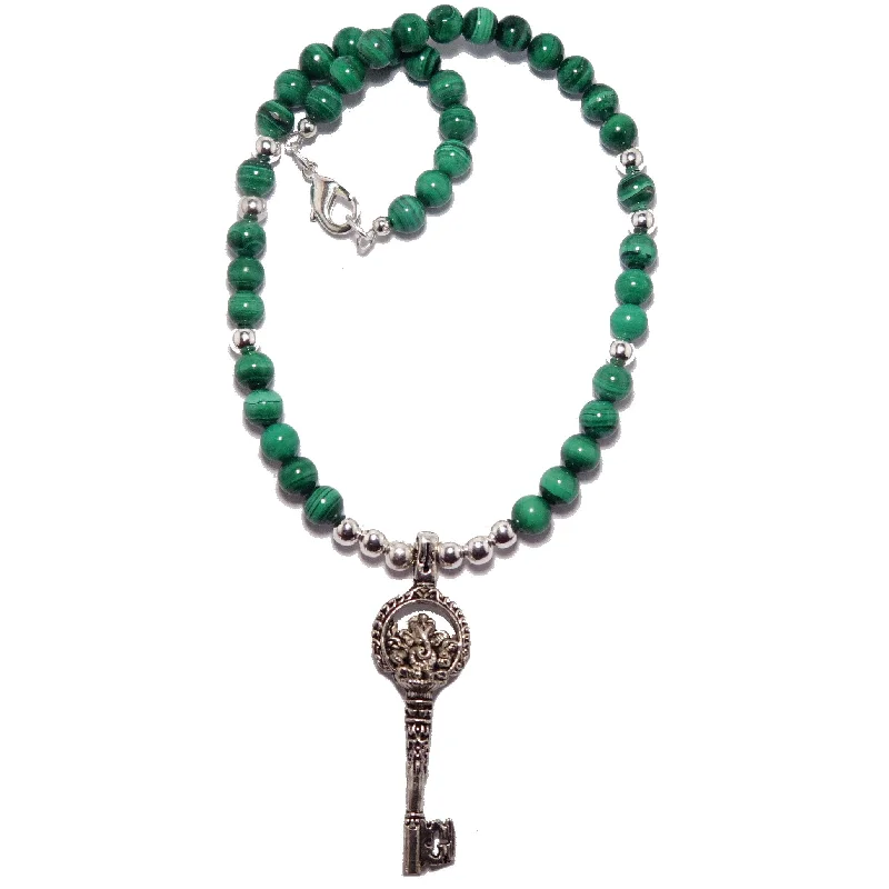 Best necklaces and pendants with infinity hearts for a romantic, eternal symbol-Malachite Necklace Ganesh's Key to Abundance Silver