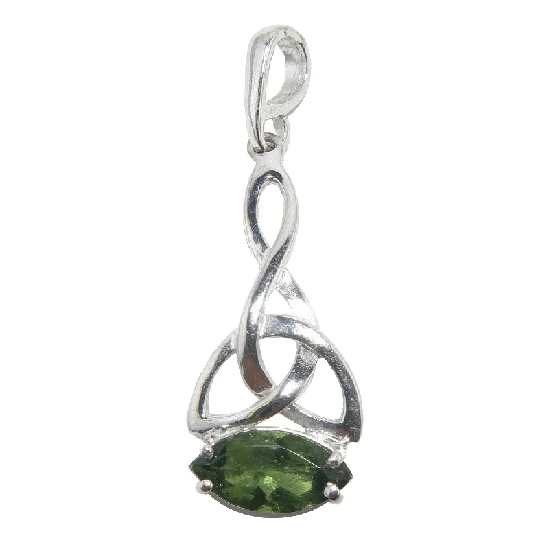 Beautiful necklaces and pendants with butterfly motifs for a whimsical style-Moldavite Pendant Luck of the Irish Celtic Sterling Silver