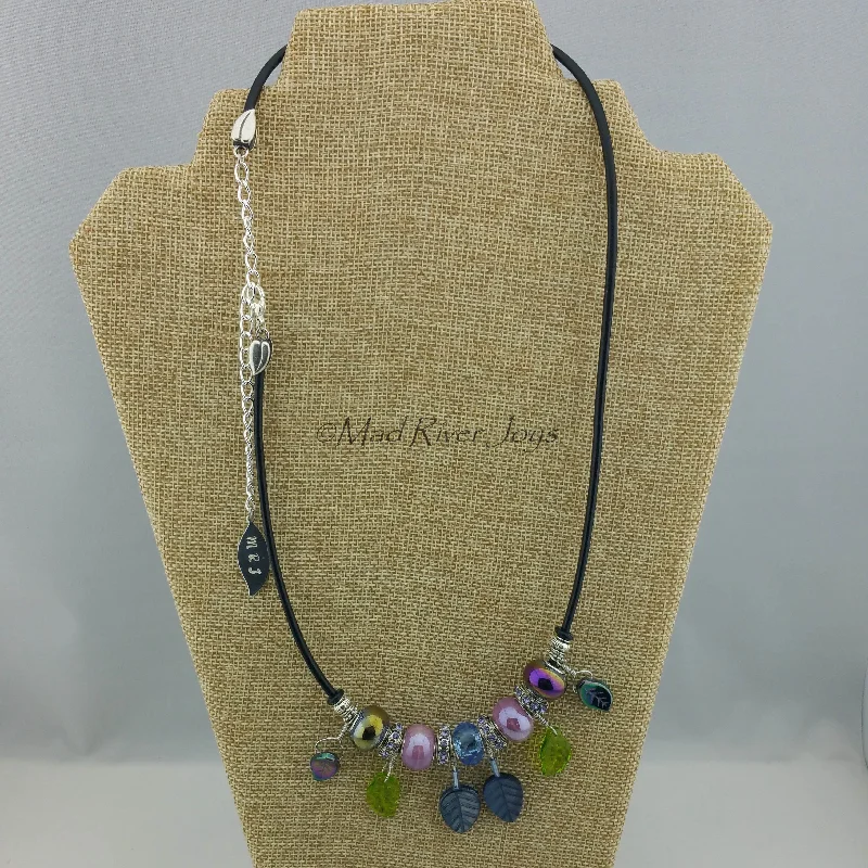 Necklaces and pendants with clear quartz for a pure and radiant look-Necklace--Blue & Lavender Leaves