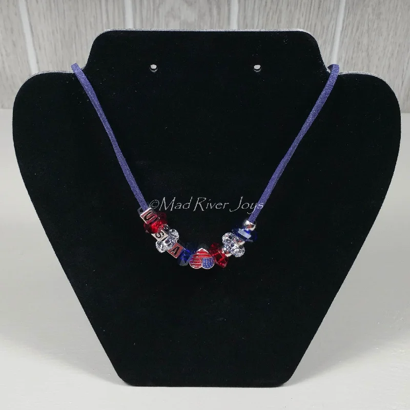 Beautiful necklaces and pendants with tree branch motifs for a nature-inspired design-Necklace--Dark Blue USA Charm