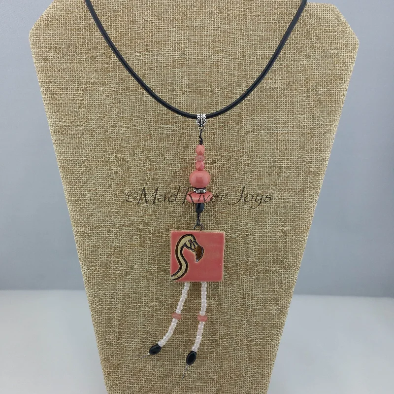 Unique necklaces and pendants with artistic shapes for a creative, one-of-a-kind design-Necklace--Flamingo Pendant