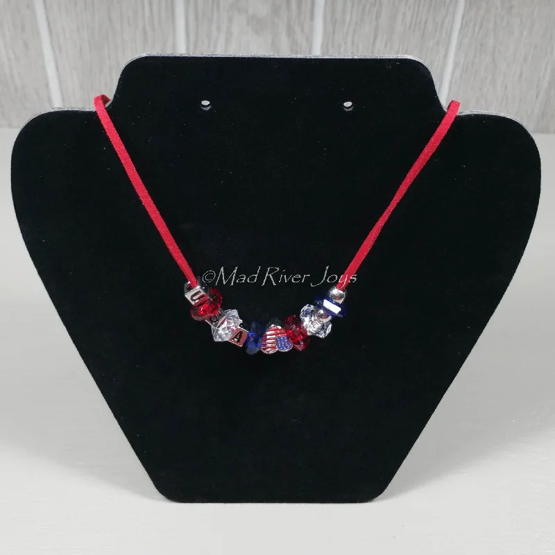 Necklaces and pendants with love knot designs for a romantic, meaningful symbol-Necklace--Red USA Charm