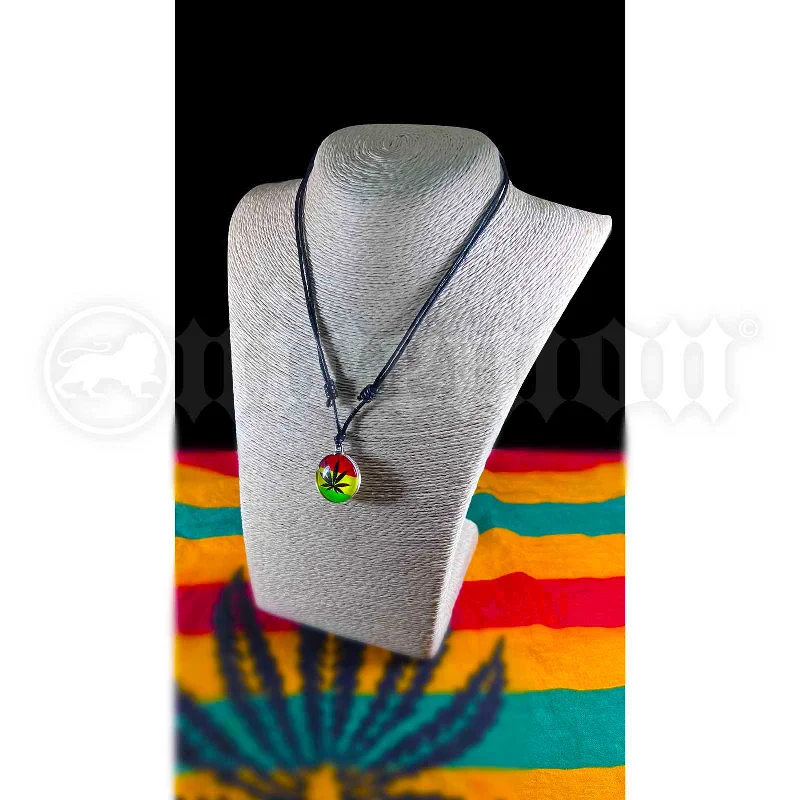 Personalized necklaces and pendants with coordinates for a meaningful location-based gift-Black Cord One Love Rasta Weed Leaf Necklace Jamaica Reggae Roots Adjust 18"-28"