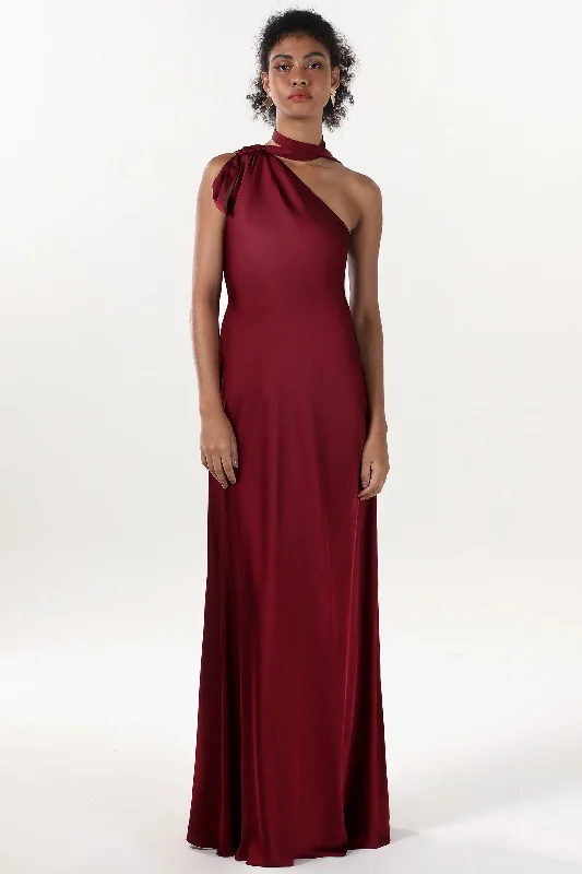 Trendy necklaces and pendants with geometric shapes for a modern aesthetic-Sheath-Column Maxi Luxe Satin Formal Dress CS0607