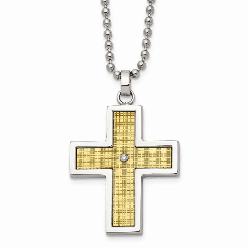 Best necklaces and pendants with infinity hearts for a romantic, eternal symbol-Stainless Steel 14k Gold-plated w/Diamond Accent Cross Necklace