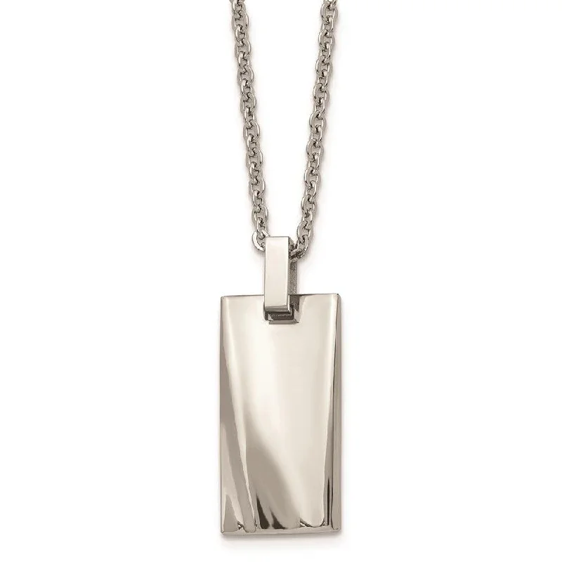 Necklaces and pendants with custom engravings for a personal, meaningful gift-Stainless Steel Polished Concave 22in Necklace