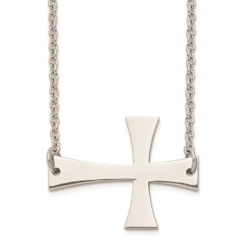 Best necklaces and pendants with minimalist pendants for a sleek, understated look-Stainless Steel Polished Sideways Cross Necklace