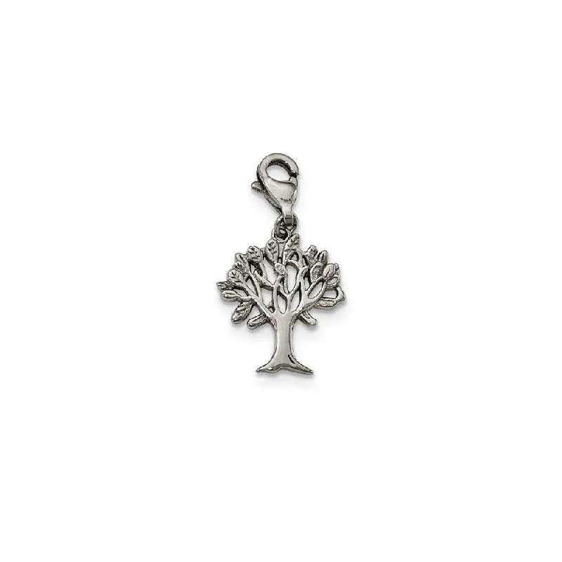 Best necklaces and pendants with zodiac signs for a celestial, astrology-inspired vibe-Stainless Steel Polished Tree of Life with Lobster Clasp Charm