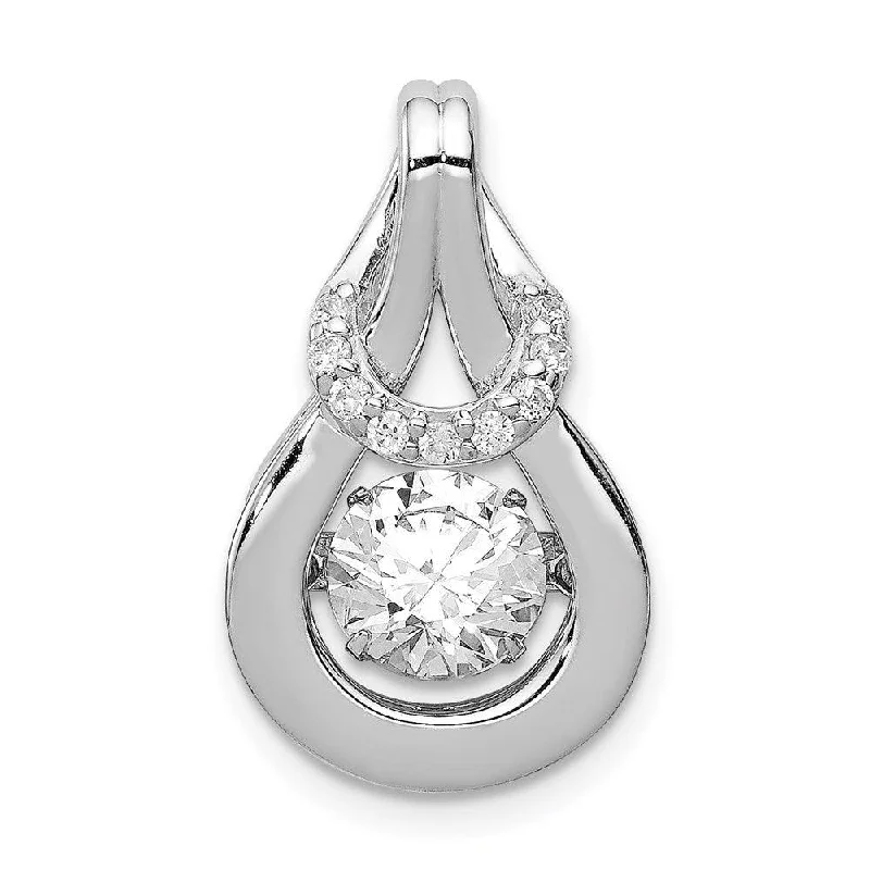 Necklaces and pendants with lock and key designs for a symbolic gesture-Sterling Silver Platinum-plated Vibrant CZ Knot Pendant