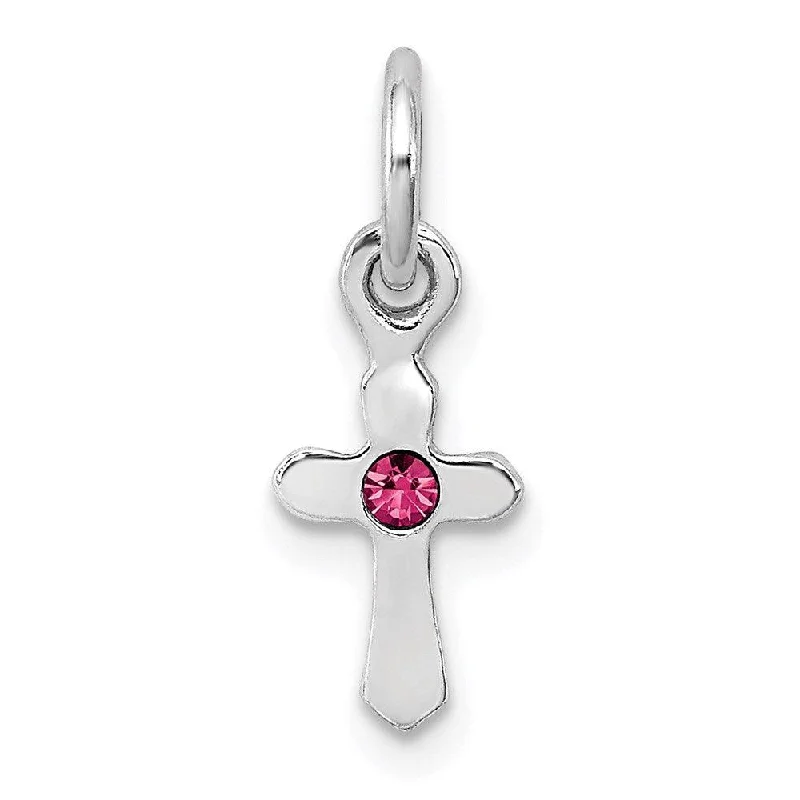 Necklaces and pendants with star-shaped designs for a whimsical, celestial touch-Sterling Silver RH Plated Child's Preciosca Crystal Oct Cross Pendant