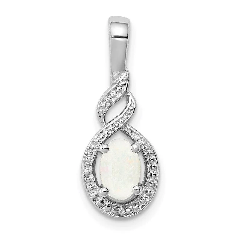 Best necklaces and pendants with silver chains for a sleek, timeless look-Sterling Silver Rhodium-plated Created Opal & Diam. Pendant