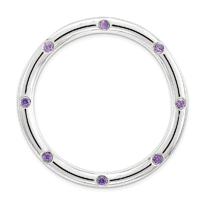 Elegant necklaces and pendants with infinity symbols for timeless designs-Sterling Silver Stackable Expressions Large Polished Amethyst Chain Slide