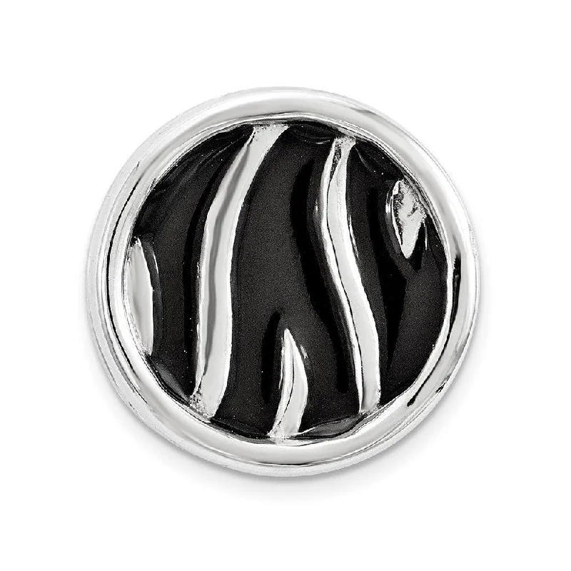 Necklaces and pendants with angel wing motifs for a spiritual, meaningful design-Sterling Silver Stackable Expressions Sm Blk Enameled ZebraPrintChain Slide