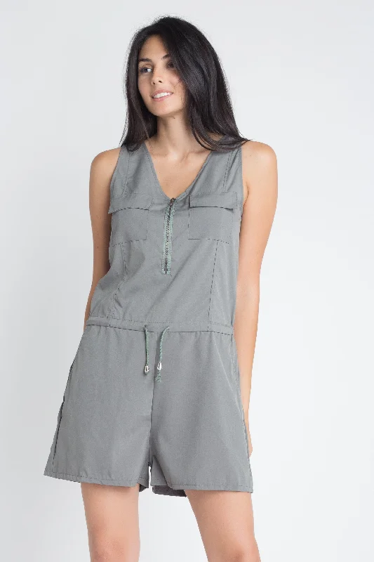 Beautiful necklaces and pendants with moonstone for an ethereal, mystical appearance-Women's Zip Front Sleeveless Romper