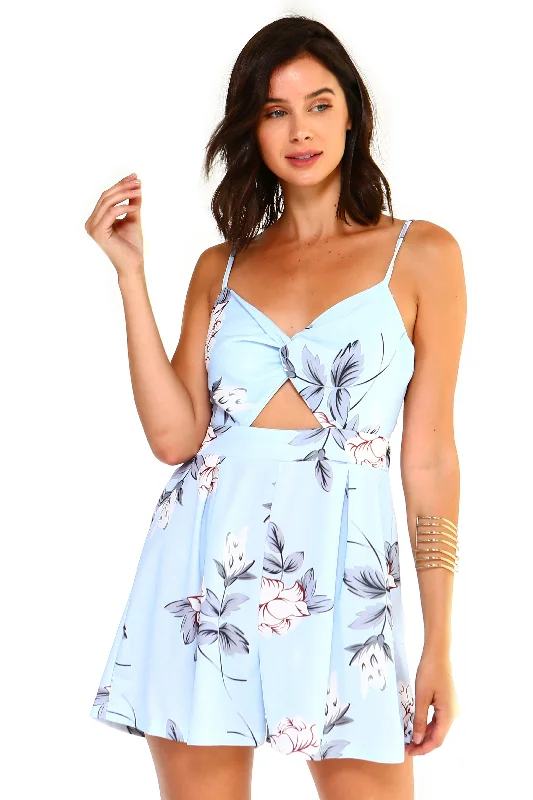 Best necklaces and pendants with floral designs for a feminine and elegant feel-Women's Floral Cut-Out Sleeveless Romper