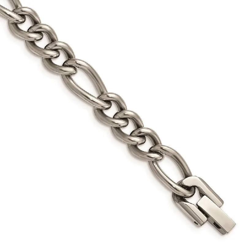 Necklaces and pendants with pearls for a classic and sophisticated touch-Titanium Polished 7mm 8.5in Figaro Chain